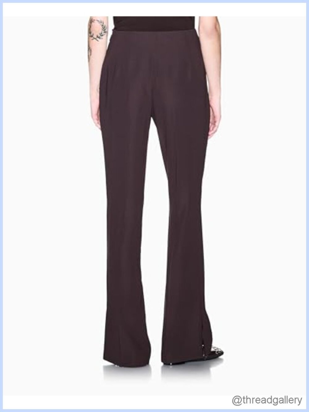 Flared Leg Trousers 100% Polyester Mid Rise Drawstring - Picture 5 of 6